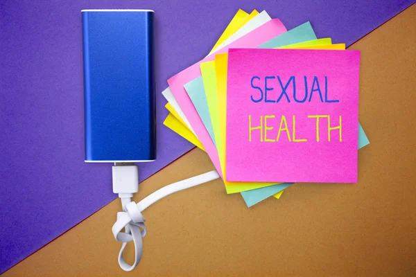 Ordet skriva text sexuell hälsa. Affärsidé för friskare kropp tillfredsställande sexuella liv positiva relationer — Stockfoto