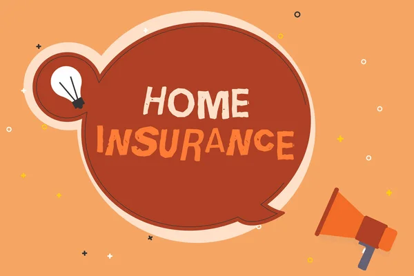 Conceptuele handschrift toont Home Insurance. Zakelijke foto presentatie Omvat verliezen en schade en op ongevallen in het huis — Stockfoto