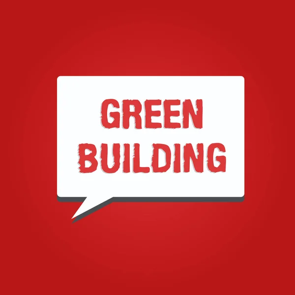 緑の建物を示す概念的な手書き。環境に配慮した構造物を紹介するビジネス写真 — ストック写真