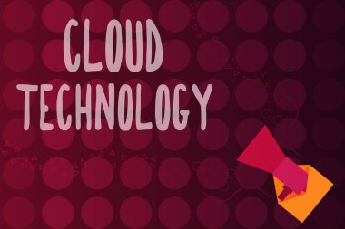 Kelime yazma teknolojisi Cloud Technology. İnternet üzerinden veri ve programların depolanması ve erişimi için iş kavramı