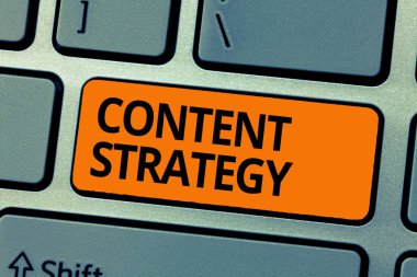 Kelime yazma içerik stratejisi. İyi fotoğraflar ve kelimeler kullanarak pazarlama planı oluşturma konsepti