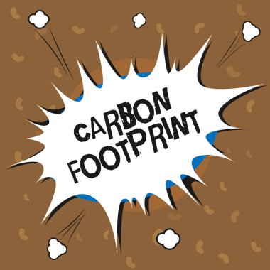 Karbon Ayak İzi 'ni gösteren kavramsal el yazısı. İş fotoğrafı metni miktarındaki dioksit, etkinliklerin sonucu olarak atmosferden salındı.