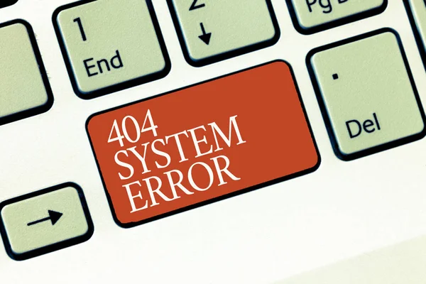 Text sign showing 404 System Error. Conceptual photo message appears when website is down and cant be reached