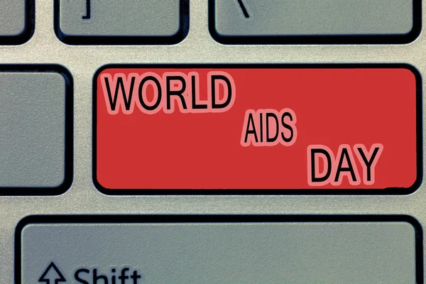 Handskrift text skriver World Aids Day. Begreppet mening 1 December tillägnad medvetenheten av Aids — Stockfoto
