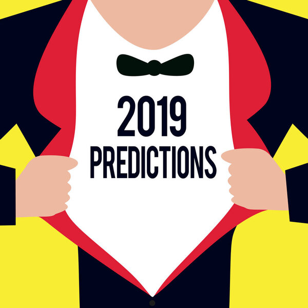 Концептуальный почерк, показывающий 2019 Предсказания. Деловая фотография, иллюстрирующая список вещей, которые, по вашему мнению, произойдут без доказательств
