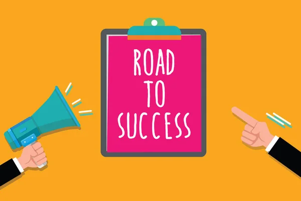 Writing note showing Road To Success. Business photo showcasing studying really hard Improve yourself to reach dreams wishes — Stock Photo, Image