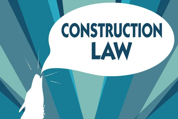Escritura manual conceptual que muestra la Ley de Construcción. La exposición de fotos de negocios se ocupa de asuntos relacionados con la construcción y campos relacionados —  Fotos de Stock