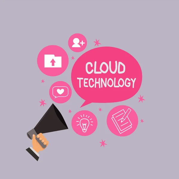 Tekst schrijven Cloud Technology. Bedrijfsconcept voor het opslaan en benaderen van gegevens en programma 's via internet — Stockfoto