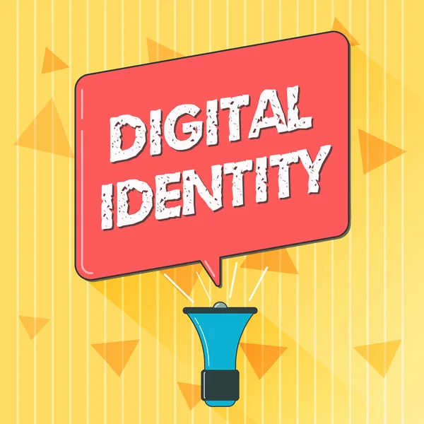 Handwriting text Digital Identity. Concept meaning information on entity used by computer to represent agent