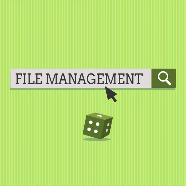 Signo de texto que muestra Administración de archivos. Programa informático de fotografía conceptual que proporciona una interfaz de usuario para administrar datos — Foto de Stock