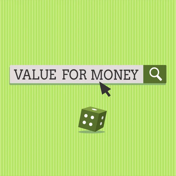 Text sign showing Value For Money. Conceptual photo reference to something is well worth the money spent on it — Stock Photo, Image