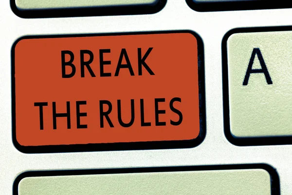 テキストを書くルールを破る。正式な規則や制限に反することをするためのビジネスコンセプト — ストック写真