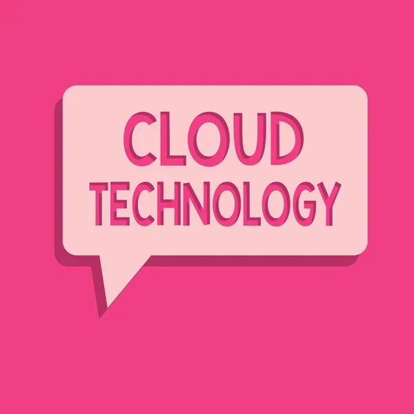 Texto de escritura de palabras Cloud Technology. Concepto de negocio para almacenar y acceder a datos y programas a través de Internet — Foto de Stock