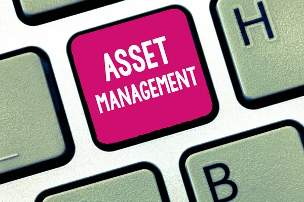 Ecriture conceptuelle montrant Asset Management. Photo d'affaires montrant le processus systématique de fonctionnement et d'aliénation des actifs — Photo