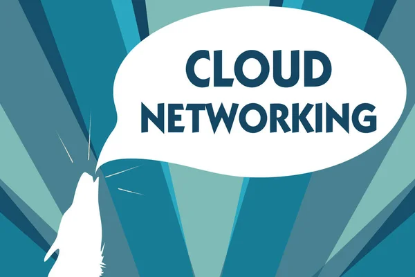 Conceptueel handschrift met Cloud Networking. Business photo showcasing is een term die de toegang tot netwerkbronnen beschrijft — Stockfoto