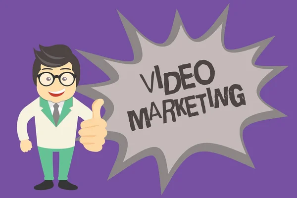 Text sign showing Video Marketing. Conceptual photo create short videos about specific topics using articles