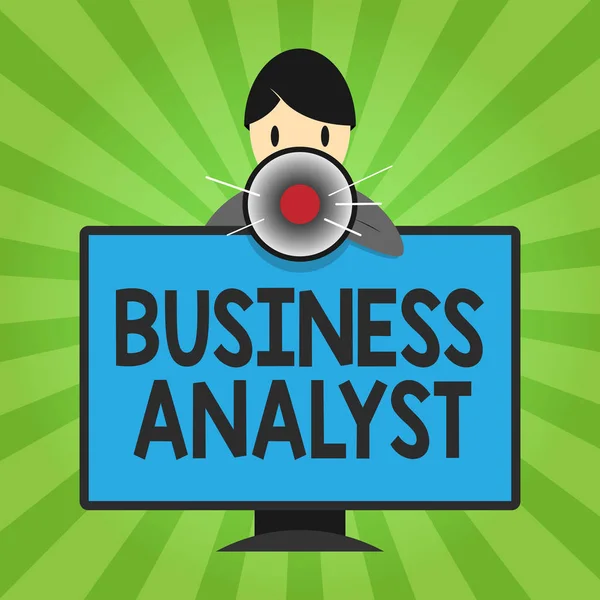 Συγγραφή κειμένου που γράφει Business Analyst. Έννοια σημαίνει κάποιος που αναλύει μεγάλο οργανισμό ή τομέα ιστοχώρου — Φωτογραφία Αρχείου