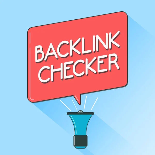 Texto de escrita de palavras Backlink Checker. Conceito de negócio para Encontre seus concorrentes mais valiosos e padrões de localização — Fotografia de Stock