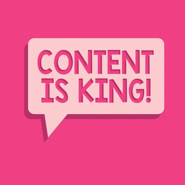 Word writing text Content Is King. Business concept for words what sells products and provide good marketing