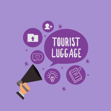 El yazısı. Turist Bavulu. Kavram, seyahat için gereken her şeyi içeren büyük bir çanta demektir.