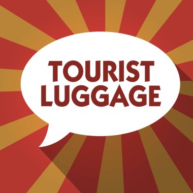 Turist Gövdesi 'ni gösteren kavramsal el yazısı. Seyahat için gerekli her şeyi içeren iş fotoğrafı büyük çanta