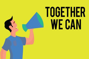 Birlikte biz yapabilmek iş gösterilen Not yazma birlik vitrine fotoğraf yapar her şey mümkün bir güçlü Grup