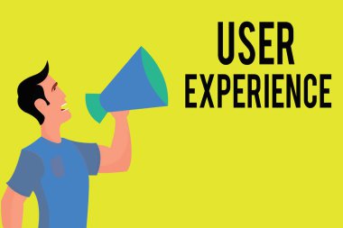 Kullanıcı Deneyimini gösteren bir not yazılıyor. İnternet sitesi kullanarak iş fotoğrafı gösterimi özellikle kullanmanın ne kadar hoş olduğu açısından