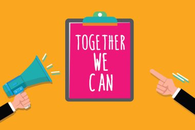 Birlikte biz yapabilmek iş gösterilen Not yazma birlik vitrine fotoğraf yapar her şey mümkün bir güçlü Grup