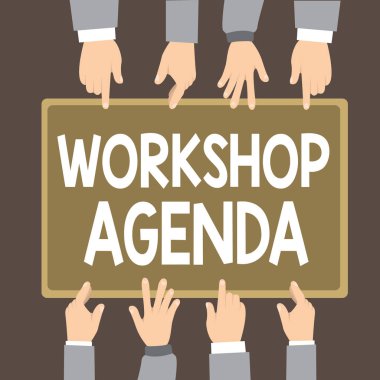 Atölye Gündemini gösteren metin işareti. Kavramsal fotoğraf yerinin planlandığı gibi kalmasını sağlar.