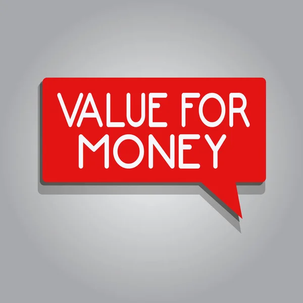 Writing Obs visar värdet för pengar. Företag foto skylta med hänvisning till något är väl värt de pengar som spenderas på det — Stockfoto