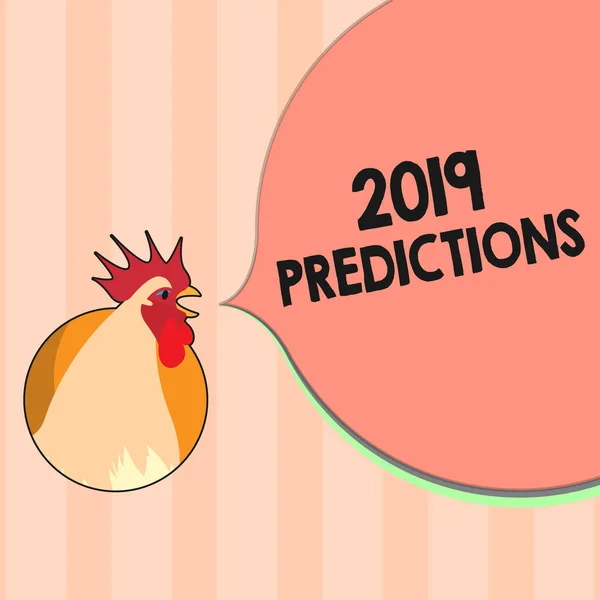 Signo de texto que muestra predicciones 2019. Lista de fotos conceptuales de las cosas que usted siente que van a suceder sin pruebas — Foto de Stock