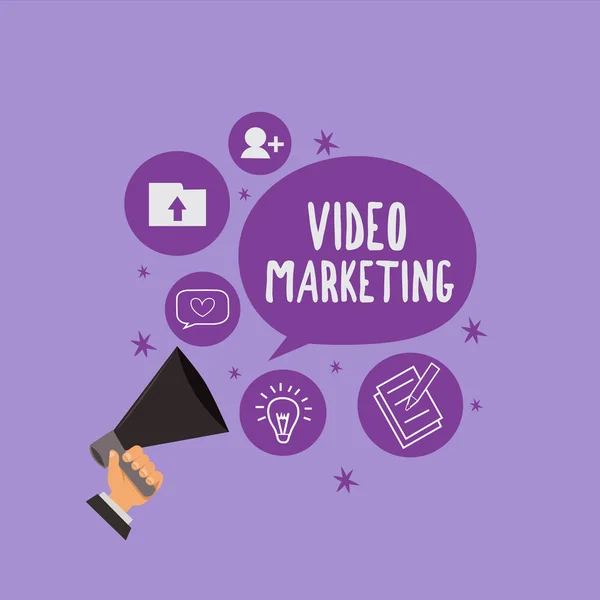 Rukopis Video Marketing. Koncept význam vytvořit krátká videa o konkrétních tématech pomocí článků — Stock fotografie