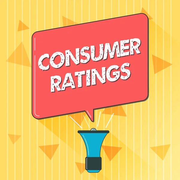 Handwriting text Consumer Ratings. Concept meaning feedback given by clients after buying product or service