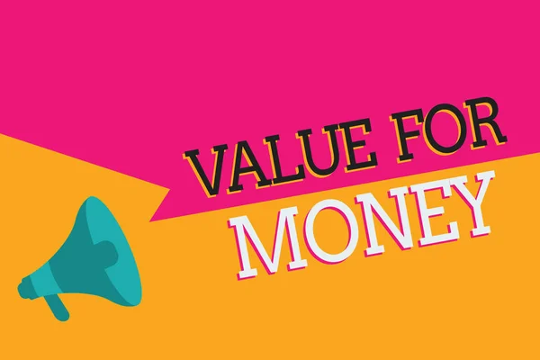 Semn text care arată Valoare pentru bani. Referința conceptuală la ceva merită banii cheltuiți pe el — Fotografie, imagine de stoc