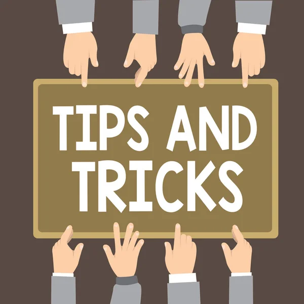 Text sign showing Tips and Tricks. Концептуальные фото полезные советы, которые облегчают определенные действия — стоковое фото