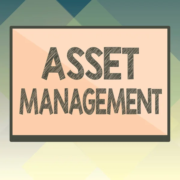 Handwriting text Asset Management. Concept meaning systematic process of operating and disposing of assets