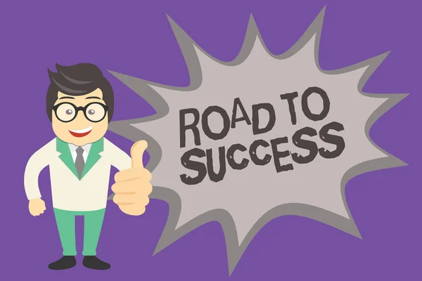 Text sign showing Road To Success. Conceptual photo studying really hard Improve yourself to reach dreams wishes — Stock Photo, Image