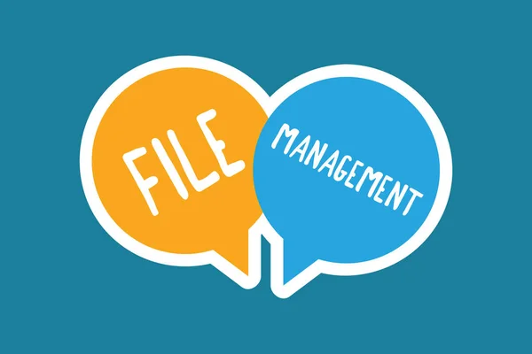 Writing note showing File Management. Business photo showcasing computer program that provides user interface to manage data — Stock Photo, Image