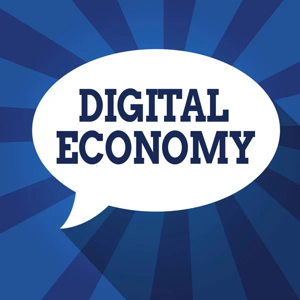 Writing note showing Digital Economy. Business photo showcasing refers to one that is based on computing technologies — Stock Photo, Image