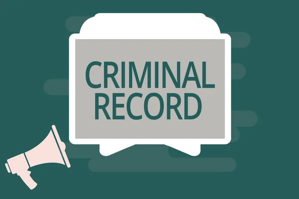 Text sign showing Criminal Record. Conceptual photo profile of a person criminal history with details — Stock Photo, Image