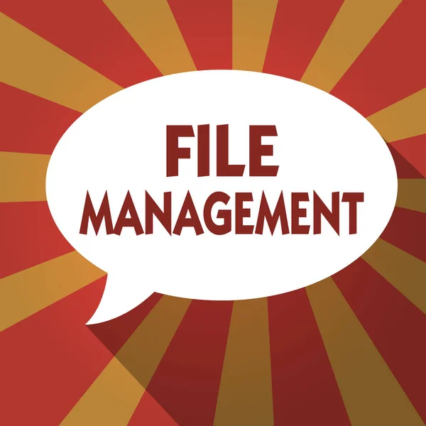 Conceptual hand writing showing File Management. Business photo text computer program that provides user interface to manage data