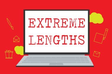 Metin işareti Ekstrem Uzunlukları gösteriyor. Kavramsal fotoğraf daha iyi bir şey yapmak için büyük ya da aşırı çaba sarf eder.