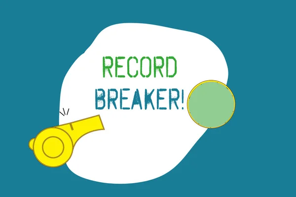 Szövegírás Record Breaker. Üzleti koncepció valakinek vagy valaminek, ami felülmúlja a korábbi legjobb eredményt — Stock Fotó