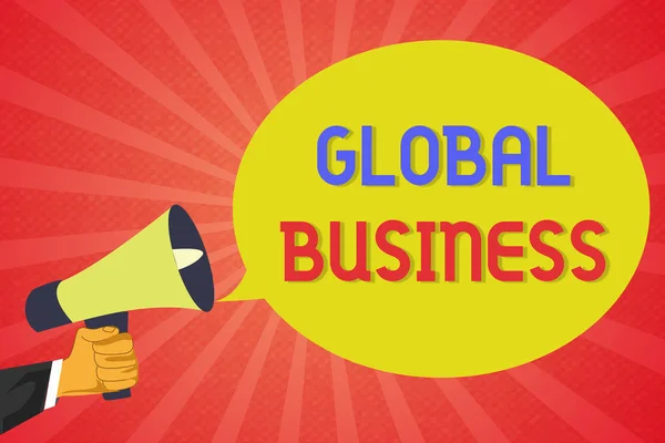 Conceptuele hand schrijven weergegeven: Global Business. Zakelijke foto tekst handel en bedrijfssysteem een bedrijf over de gehele wereld — Stockfoto