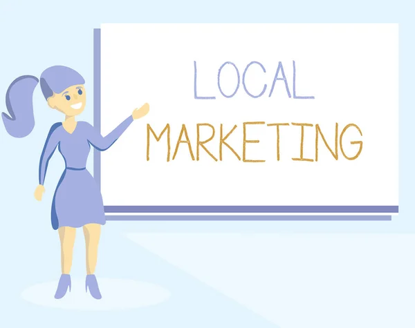 Ordskrivning text Lokal marknadsföring. Affärsidé för ett lokalt företag där en produkt köper och säljer i områdesbasen — Stockfoto