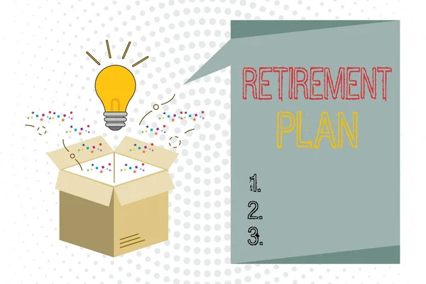 Handschrift tekst schrijven Pensioen Plan. Concept betekent geld besparen om het te gebruiken wanneer u stopt met werken — Stockfoto