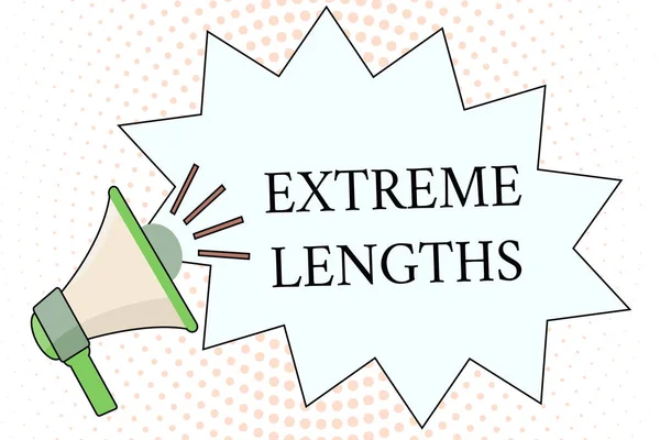 Tekst schrijven Extreme Lengtes. Business concept voor Maak een grote of extreme inspanning om iets beters te doen — Stockfoto