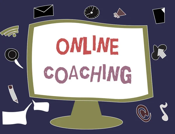 Writing note showing Online Coaching. Business photo showcasing Learning from online and internet with the help of a coach