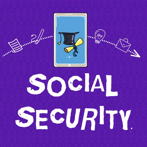 Sosyal güvenlik gösterilen Not yazma. Devlet insanlarla yetersiz veya hiç geliri yardım vitrine iş fotoğraf — Stok fotoğraf