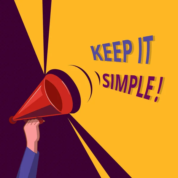 Scrittura a mano concettuale che mostra Keep It Simple. Business photo showcase Rimanere nel luogo semplice o posizione non complicata — Foto Stock